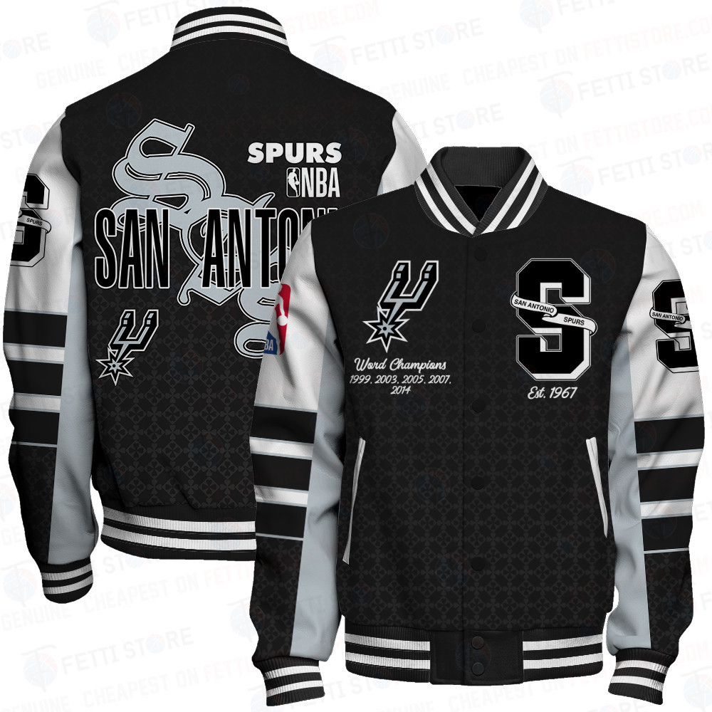 san antonio spurs team logo sport pattern retro baseball varsity jacket baseball jacket all over print 3cvpf