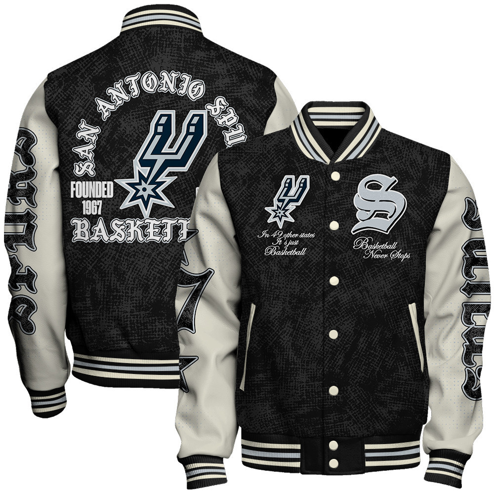 san antonio spurs team logo sport pattern style baseball varsity jacket baseball jacket all over print yxdmi