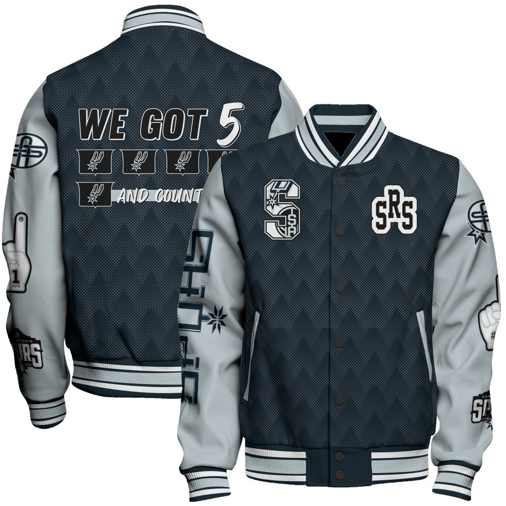 san antonio spurs team logo sport pattern trophy baseball varsity jacket baseball jacket all over print kuiou