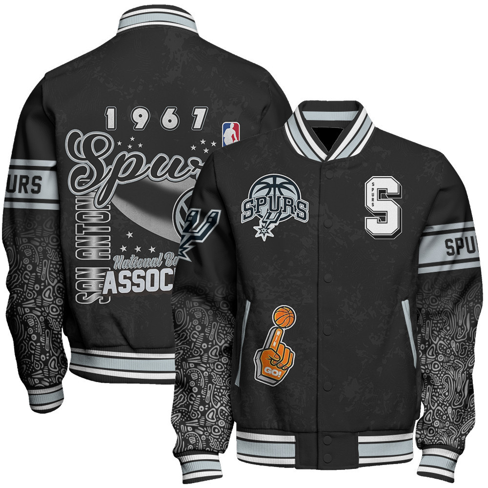 san antonio spurs team logo sport pattern vintage baseball varsity jacket baseball jacket all over print a9k5a