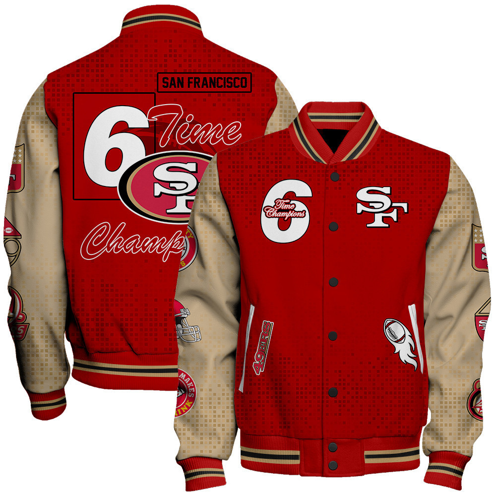 san francisco 49ers 6 times champions unisex baseball varsity jacket baseball jacket all over print sfat v11 jogzi