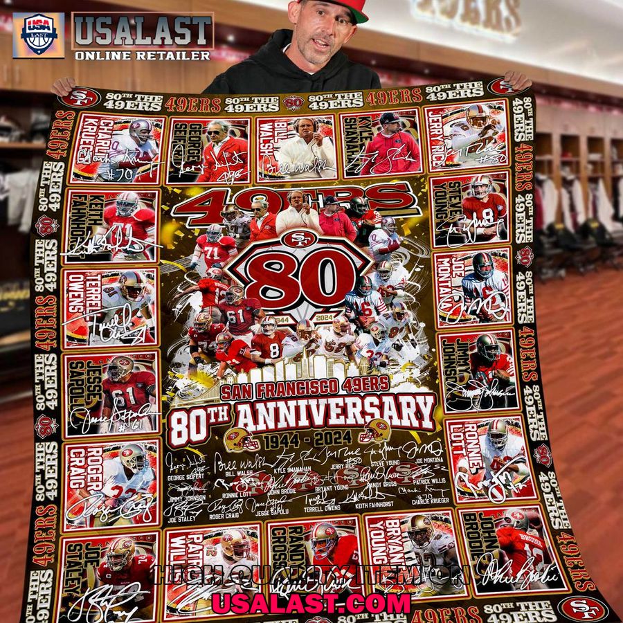 san francisco 49ers 80th anniversary 1944 2024 special quilt blanket 1 tO5Jt