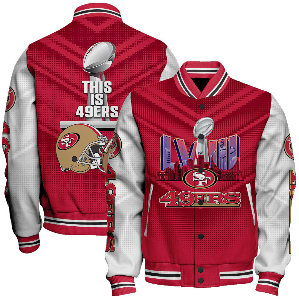 san francisco 49ers lviii this is 49ers baseball varsity jacket baseball jacket all over print k4tvl