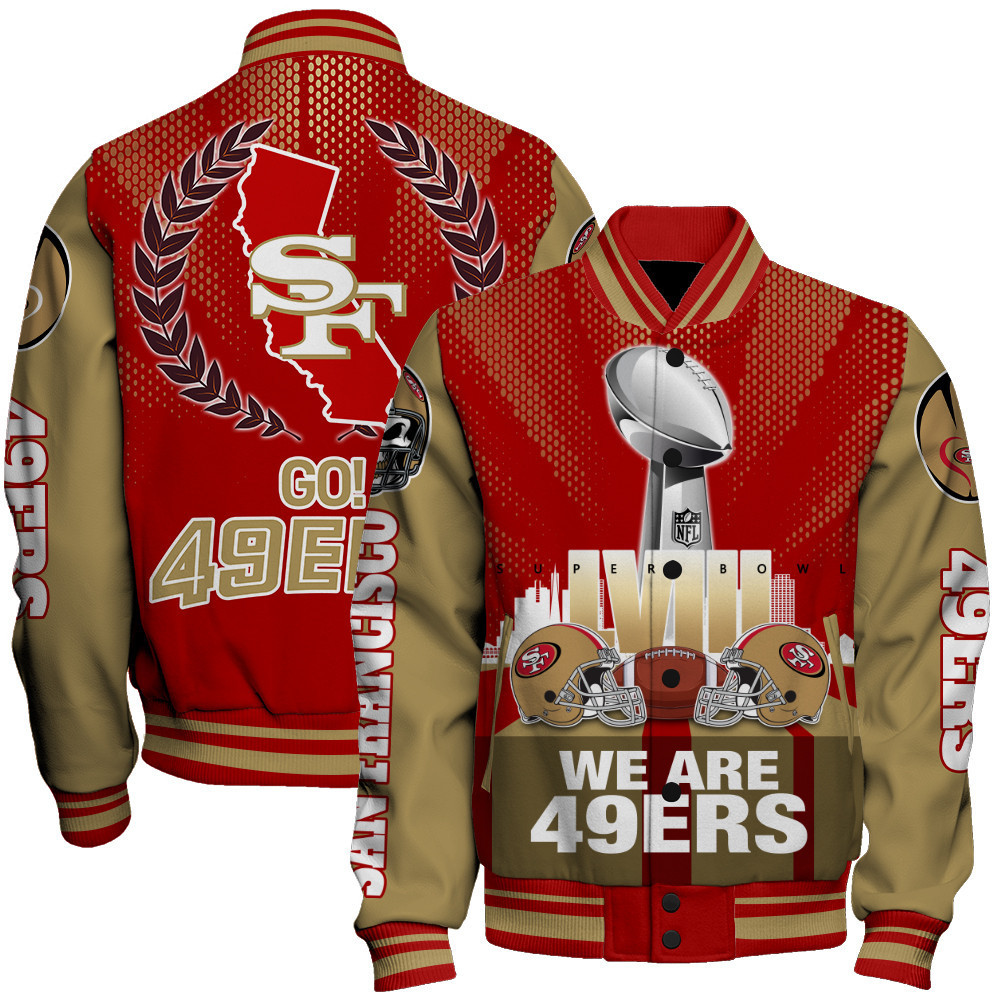 san francisco 49ers lviii we are 49ers baseball varsity jacket baseball jacket all over print cgfhc