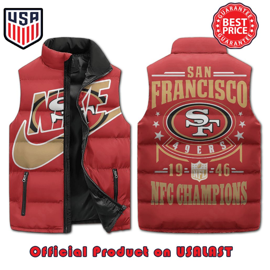 san francisco 49ers nfc championship 1946 puffer sleeveless jacket 1 HNyXs