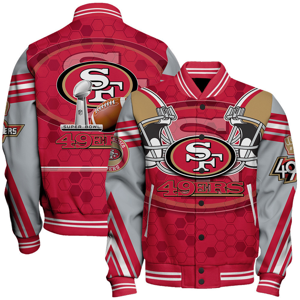 san francisco 49ers nfl 3d football pattern cool print baseball varsity jacket baseball jacket all over print kmyib