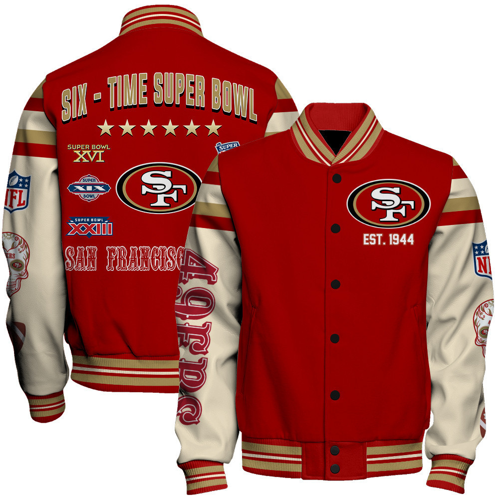 san francisco 49ers nfl baseball varsity jacket baseball jacket all over print sfat v19 4rnwn