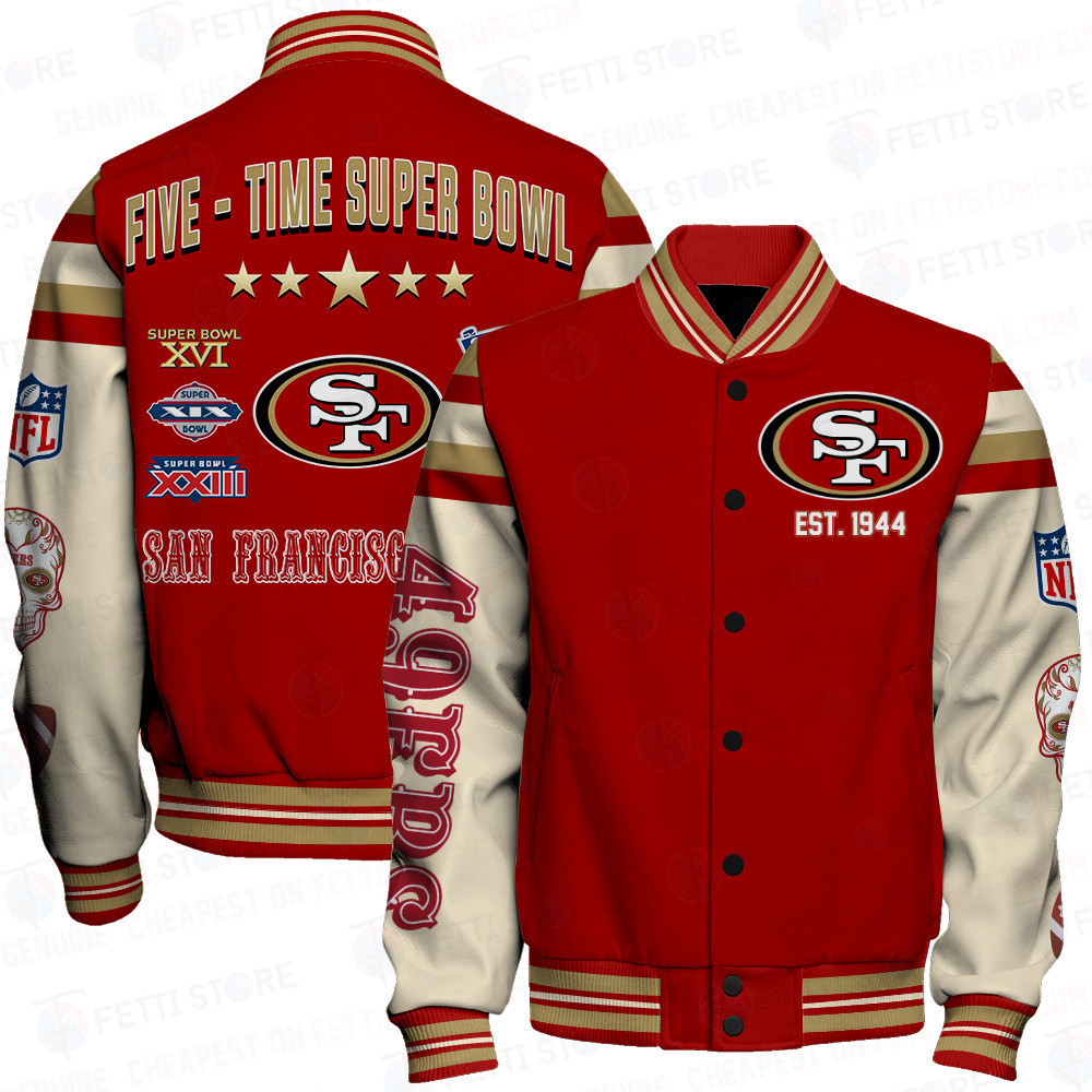 san francisco 49ers nfl baseball varsity jacket baseball jacket all over print sfat v2 8y5qe