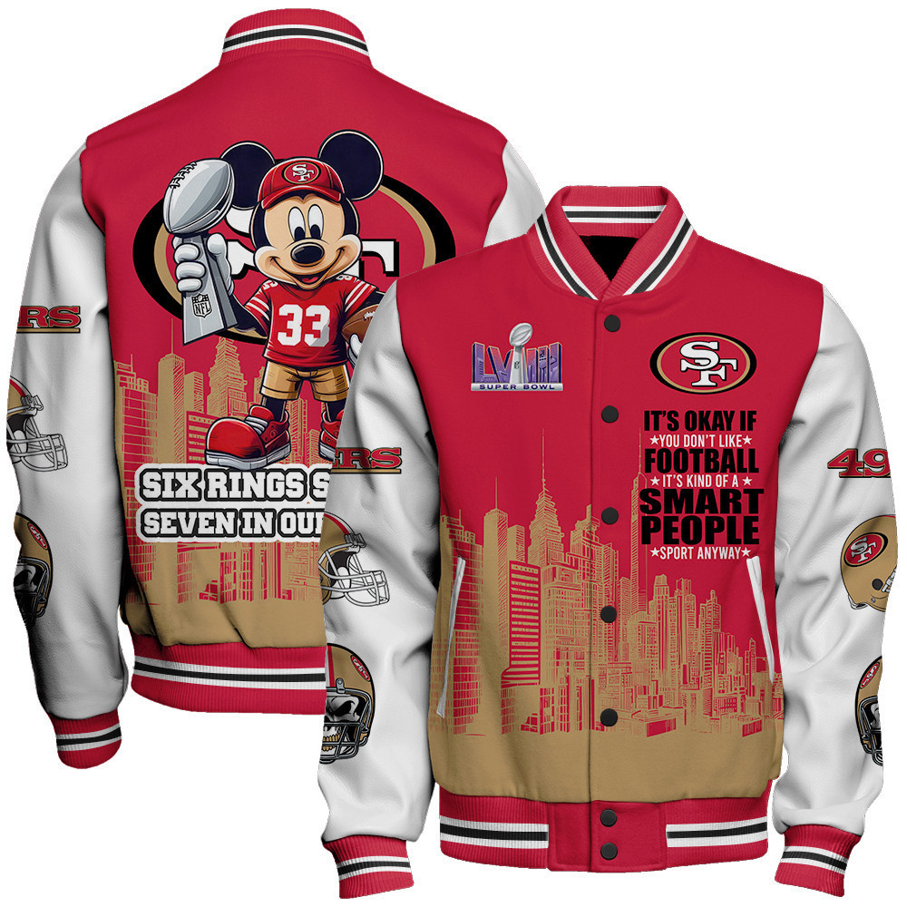 san francisco 49ers nfl baseball varsity jacket baseball jacket all over print stm v5 thugw