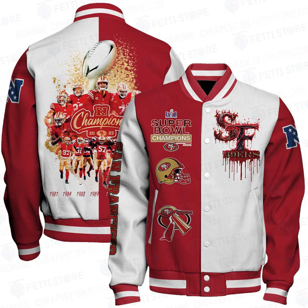 san francisco 49ers nfl baseball varsity jacket baseball jacket all over print stm v8 zd2nu