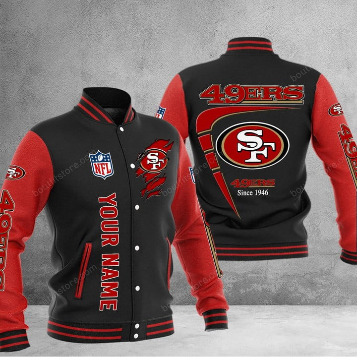 san francisco 49ers nfl baseball varsity jacket baseball jacket all over print v1 red hg3jc