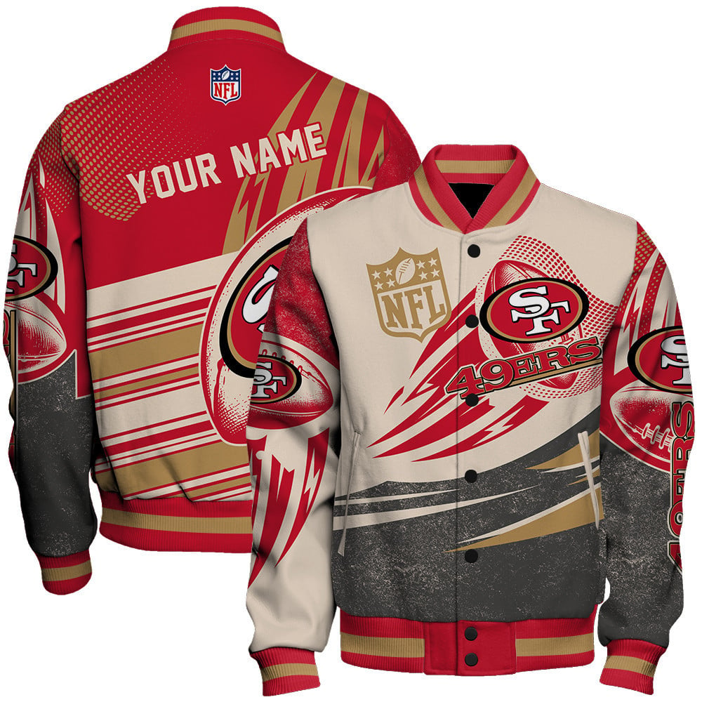 san francisco 49ers nfl customized baseball varsity jacket baseball jacket all over print v10 vswx1