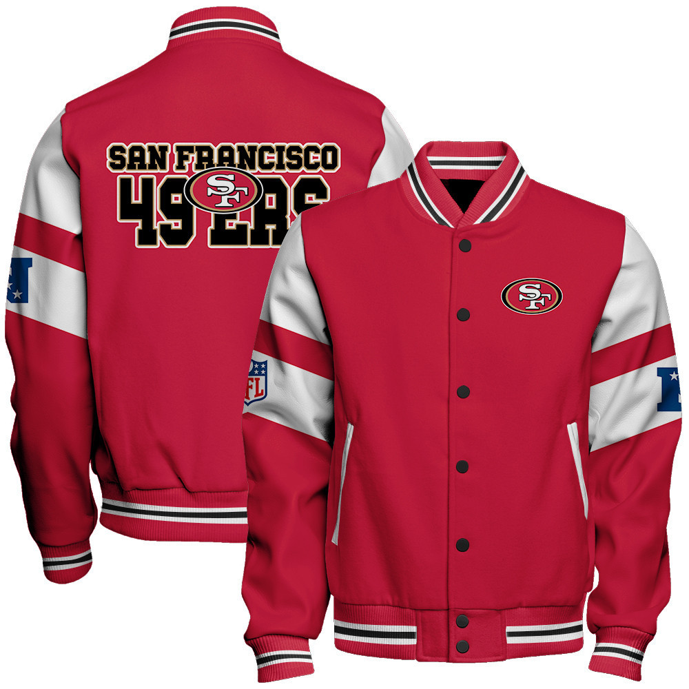 san francisco 49ers nfl division 2024 national football conference unisex baseball varsity jacket baseball jacket all over print v11 lvnhl