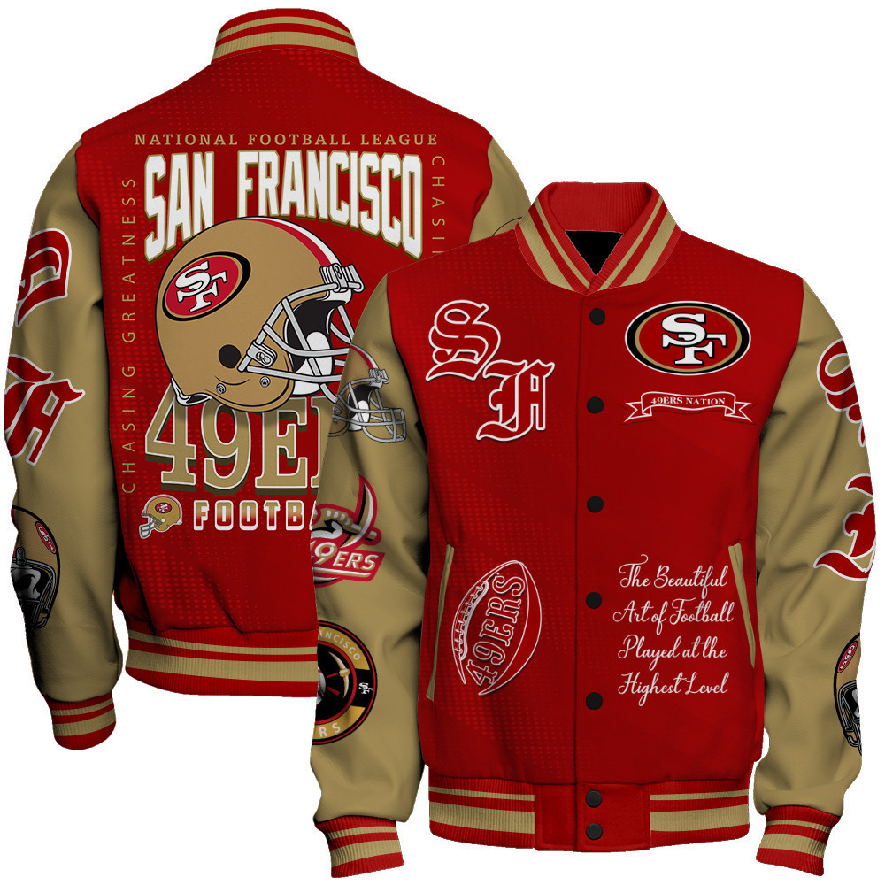 san francisco 49ers nfl division 2024 national football conference unisex baseball varsity jacket baseball jacket all over print v3 9ilal