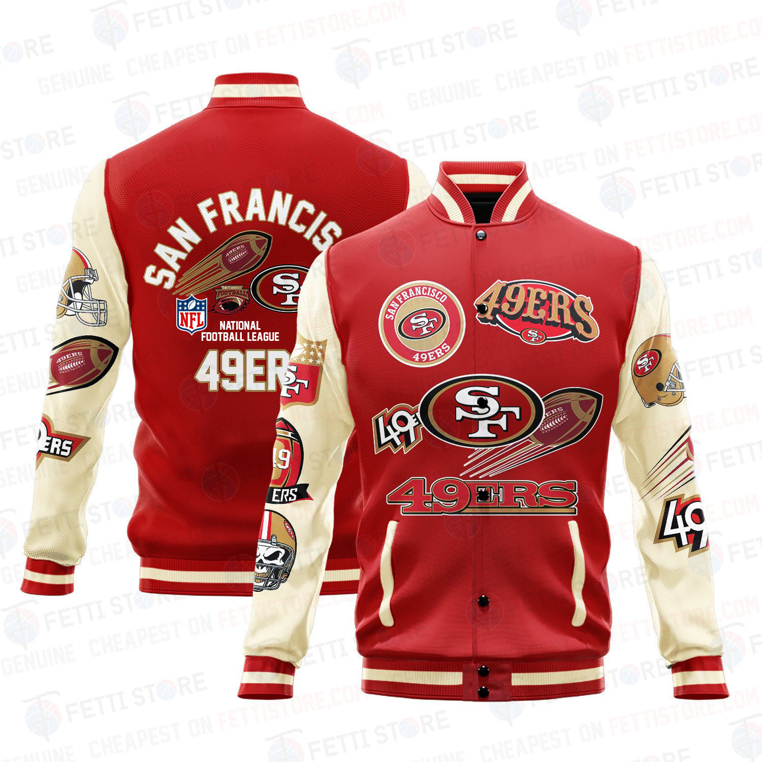 san francisco 49ers nfl pattern baseball varsity jacket baseball jacket all over print n0vai