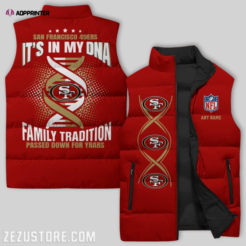 san francisco 49ers nfl sleeveless puffer jacket custom for fans spj2410