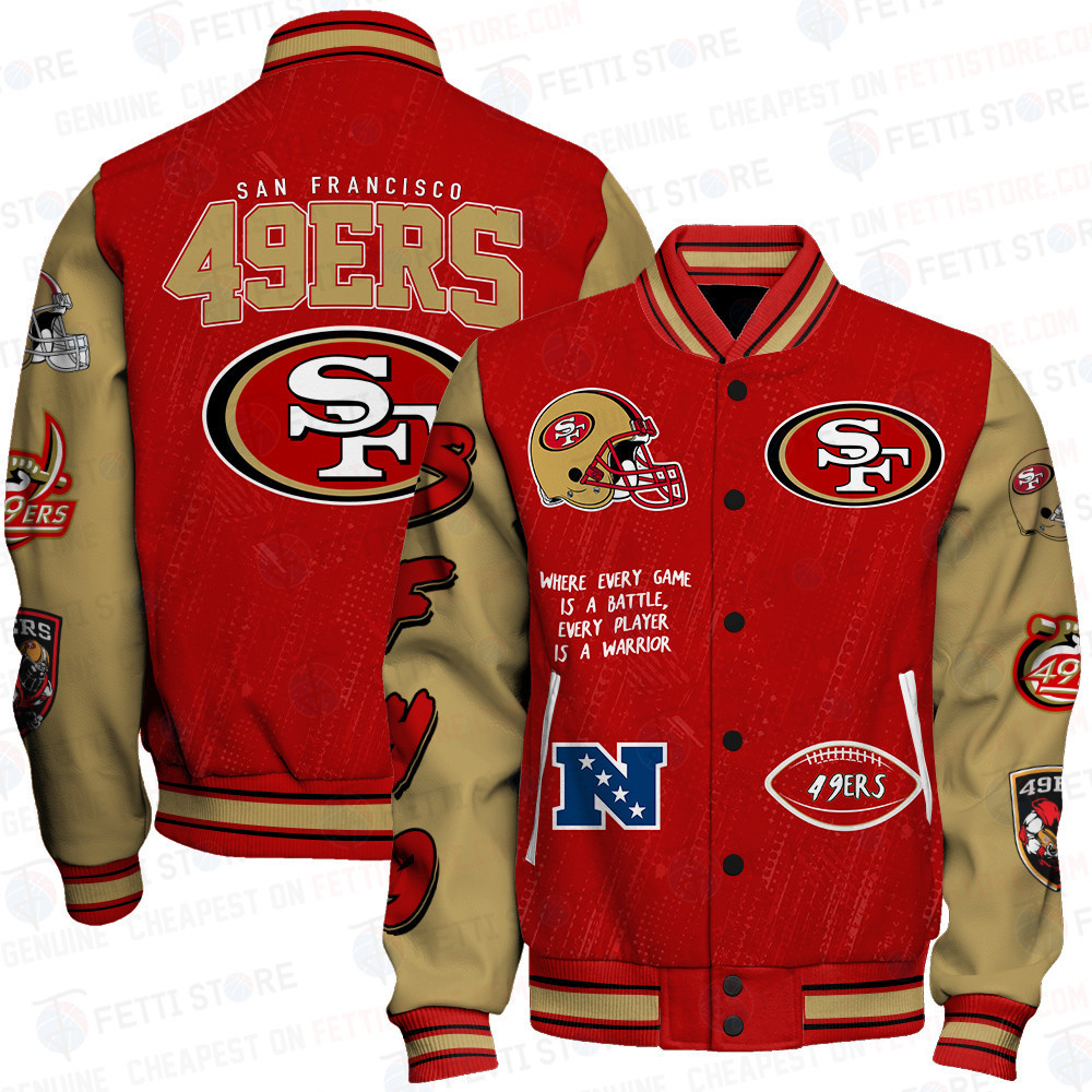 san francisco 49ers nfl unisex baseball varsity jacket baseball jacket all over print sfat v5 dzwqt