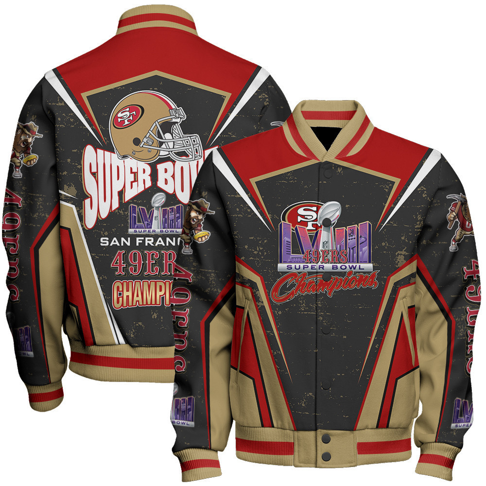 san francisco 49ers super bowl champions unisex baseball varsity jacket baseball jacket all over print sfat v14 gzyux