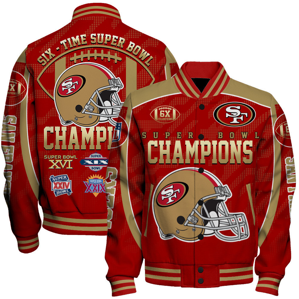 san francisco 49ers super bowl lviii champions unisex baseball varsity jacket baseball jacket all over print sfat v4 fkjdc