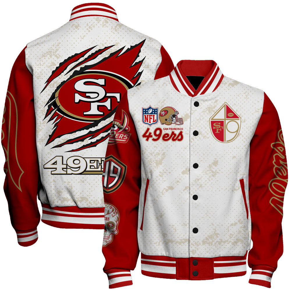 san francisco 49ers team logo nfl 2024 unisex baseball varsity jacket baseball jacket all over print sfat v24 glxrg