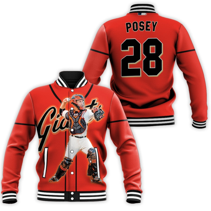 san francisco giants buster posey 28 nfl team player 2019 orange jersey gift for giants fans baseball jacket button up zipper hooded all over print mlb x2rav