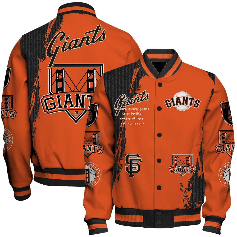 san francisco giants mlb baseball every game is a battle 3d unisex baseball varsity jacket baseball jacket all over print opbmc