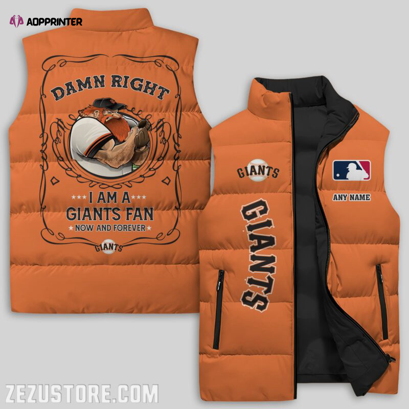 san francisco giants mlb sleeveless puffer jacket custom for fans gifts