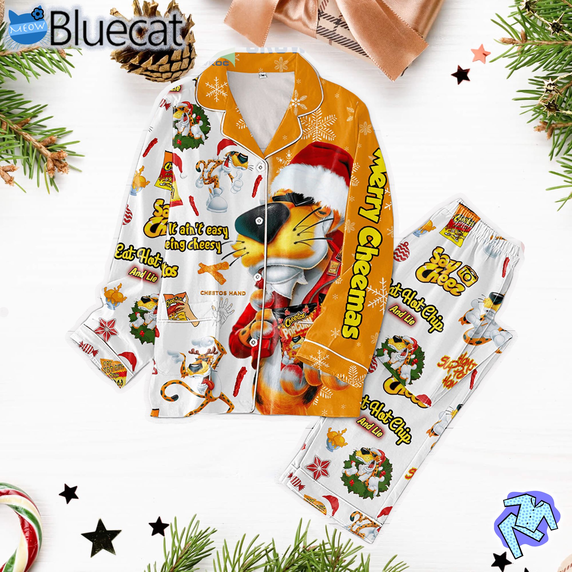 say cheez eat hot chip and lie merry cheemas pajamas set 1