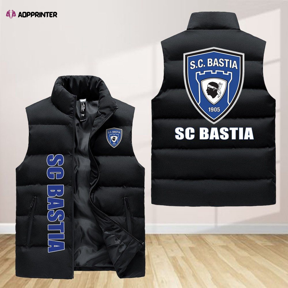 sc bastia sleeveless puffer jacket custom for fans spj0323