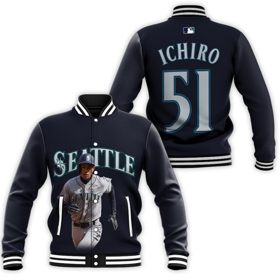 seattle mariners ichiro suzuki 51 mlb great player navy 2019 all over print designed gift for mariners fans baseball jacket button up zipper hooded all over print mlb 41fjd