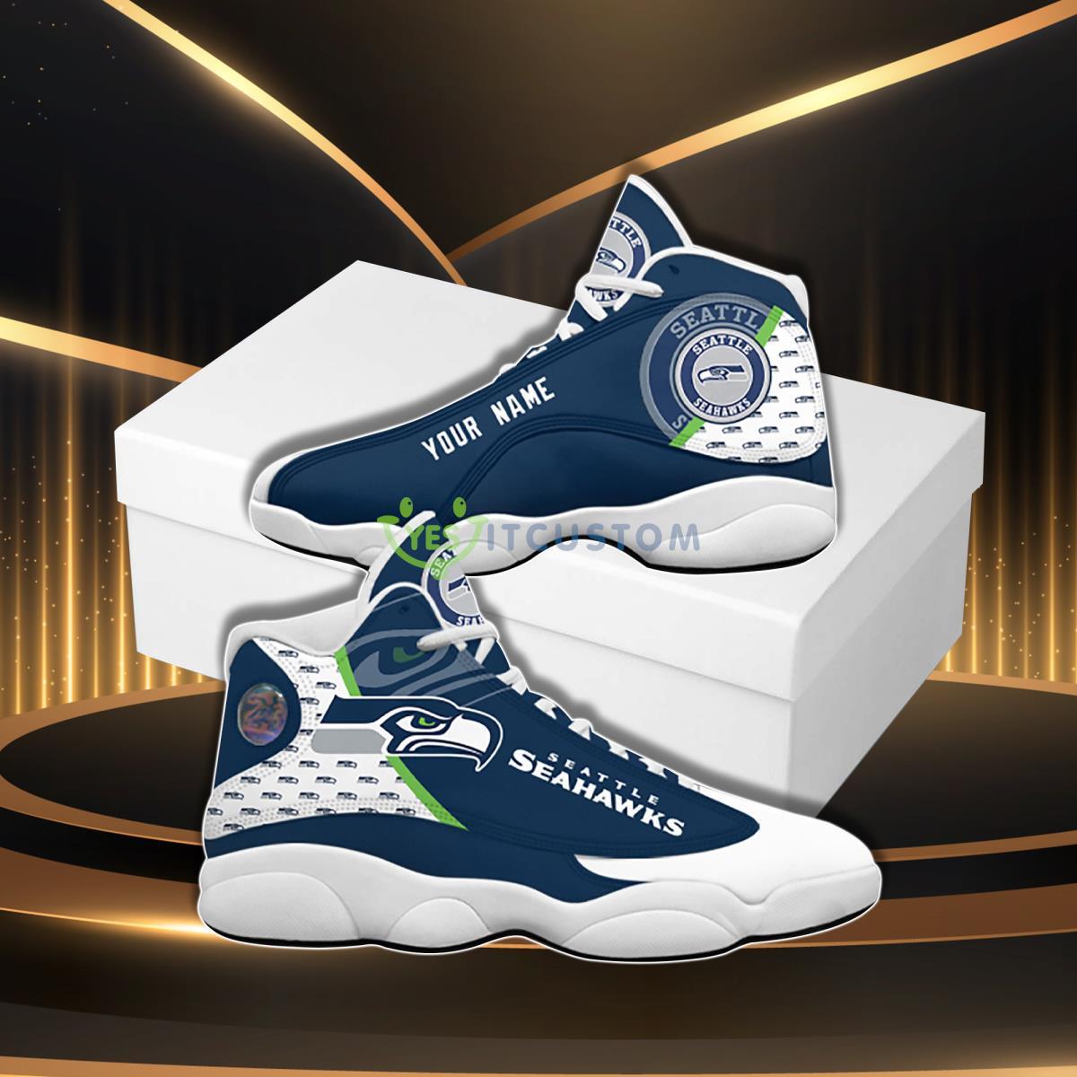 seattle seahawks football team best custom name air jordan 13 sneaker