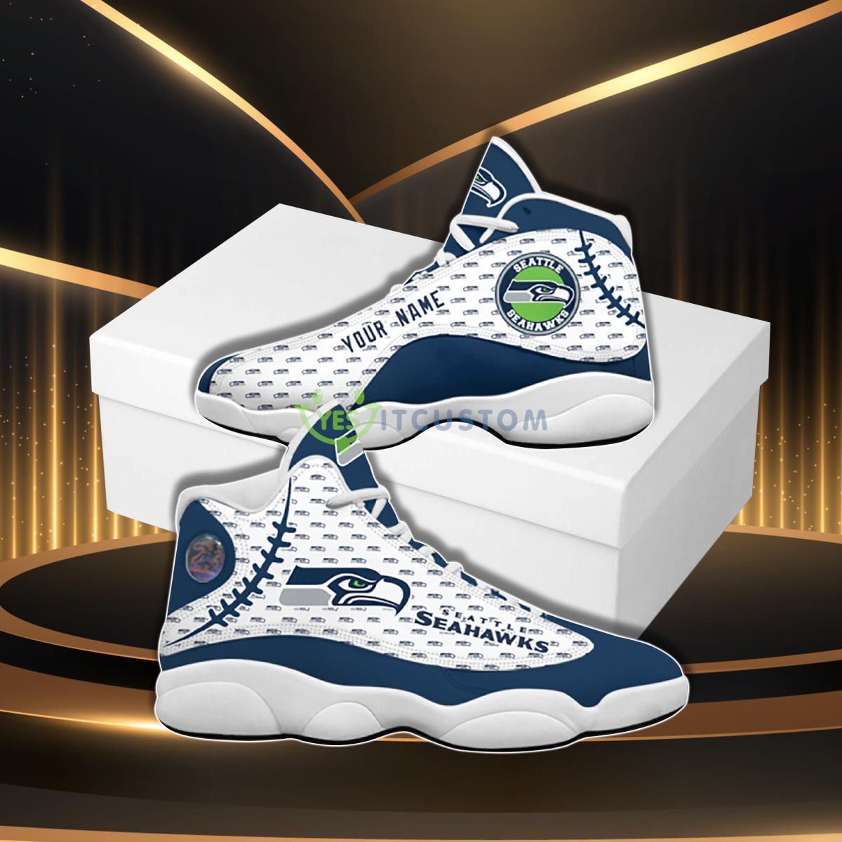 seattle seahawks football team custom name air jordan 13 sneaker hot design for fans