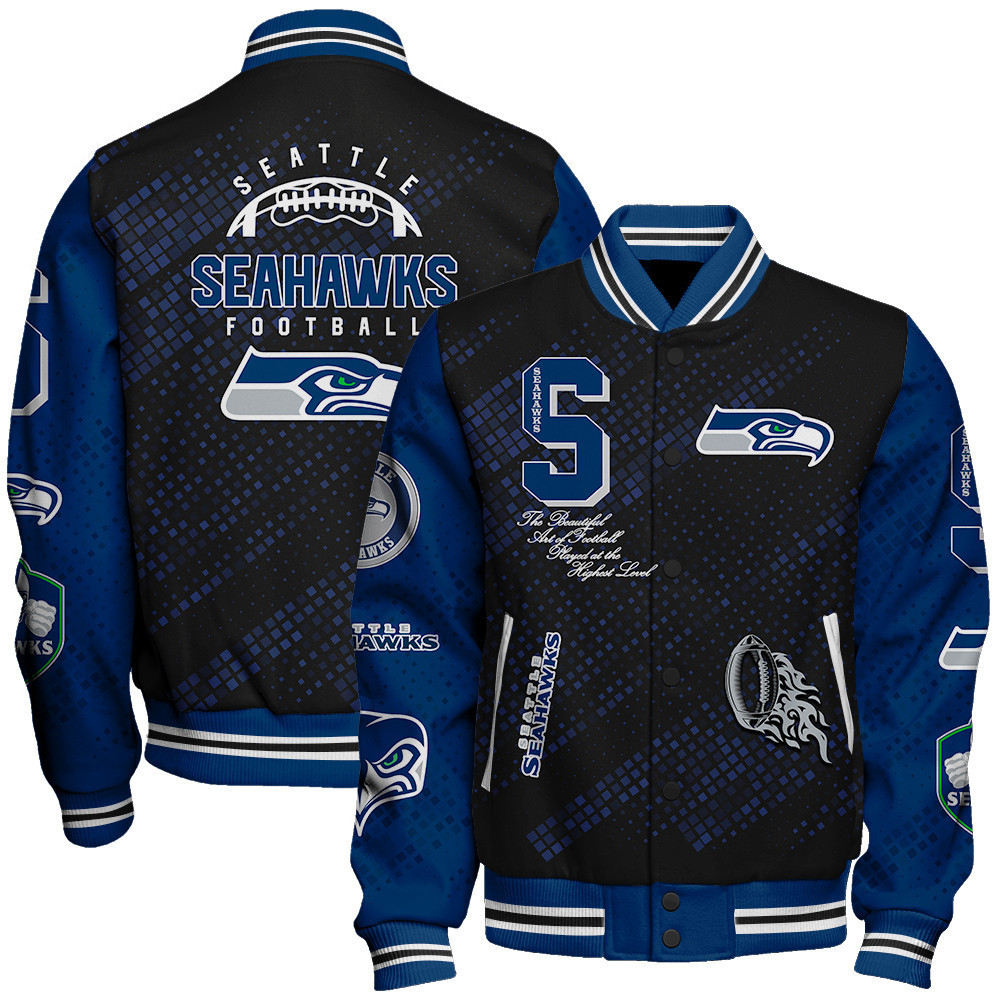 seattle seahawks nfl pattern baseball varsity jacket baseball jacket all over print v13 ifous