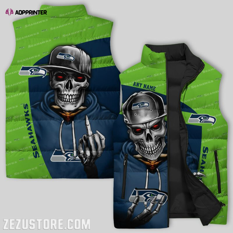 seattle seahawks nfl sleeveless puffer jacket custom for fans gifts 2