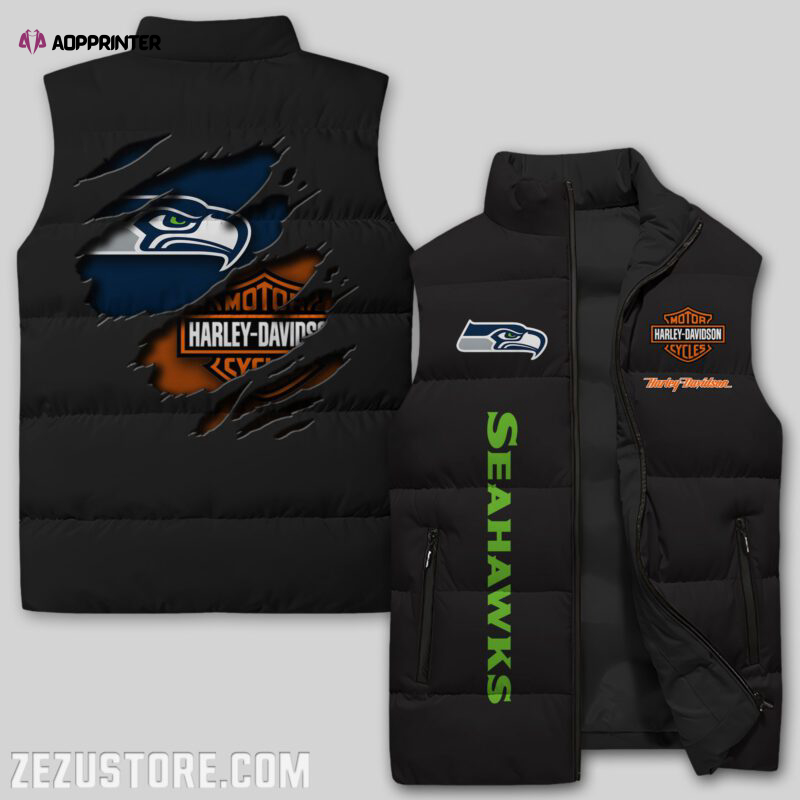 seattle seahawks nfl sleeveless puffer jacket custom for fans spj1217