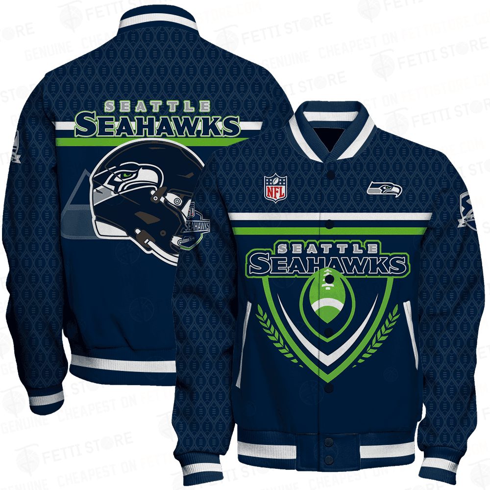 seattle seahawks traditional football pattern baseball varsity jacket baseball jacket all over print atfgb