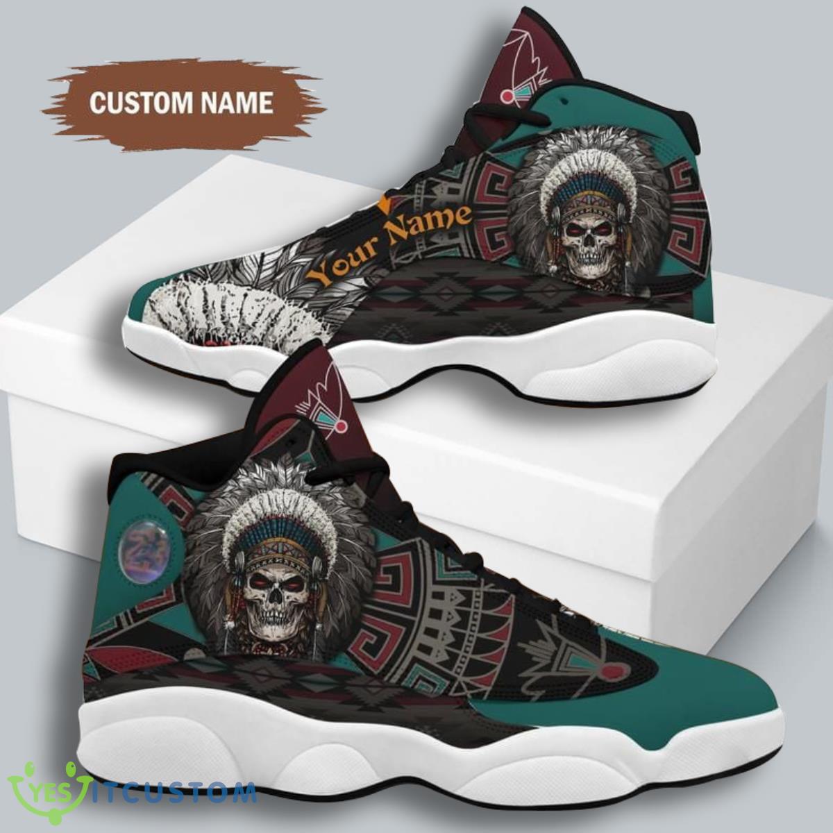 skull air jordan 13 custom name sneakers best gift for men and women