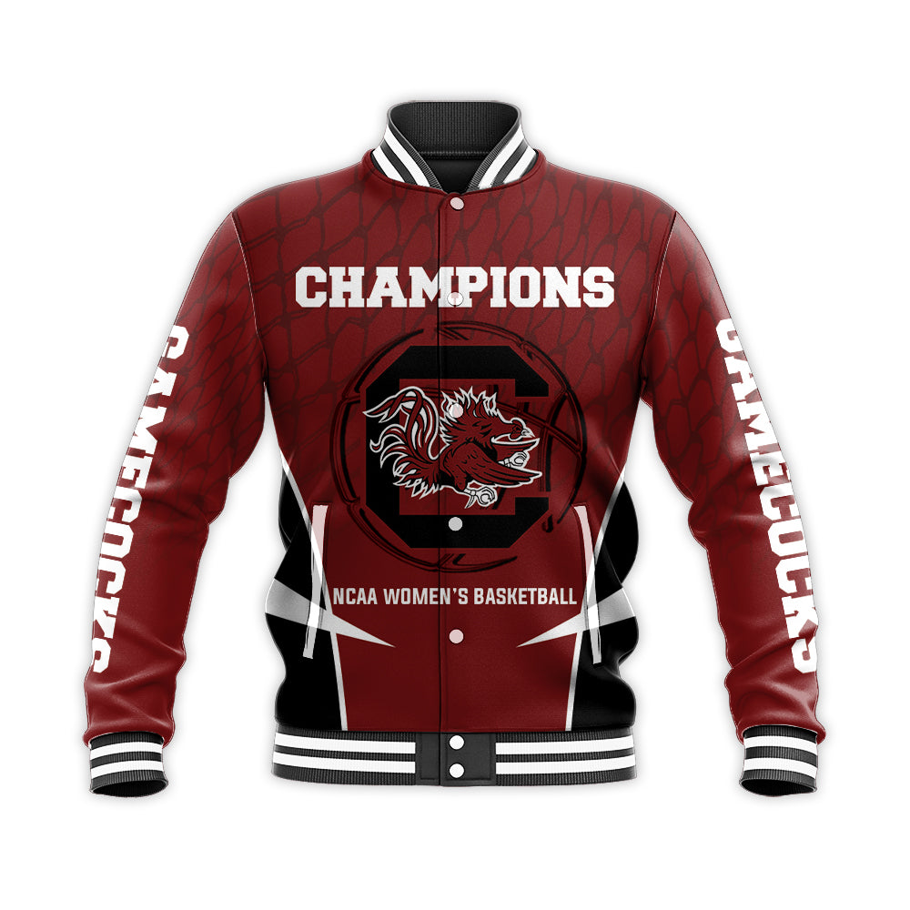 south carolina gamecocks baseball jacket button up zipper hooded all over print 2022 ncaa womens basketball national champions qjrbd