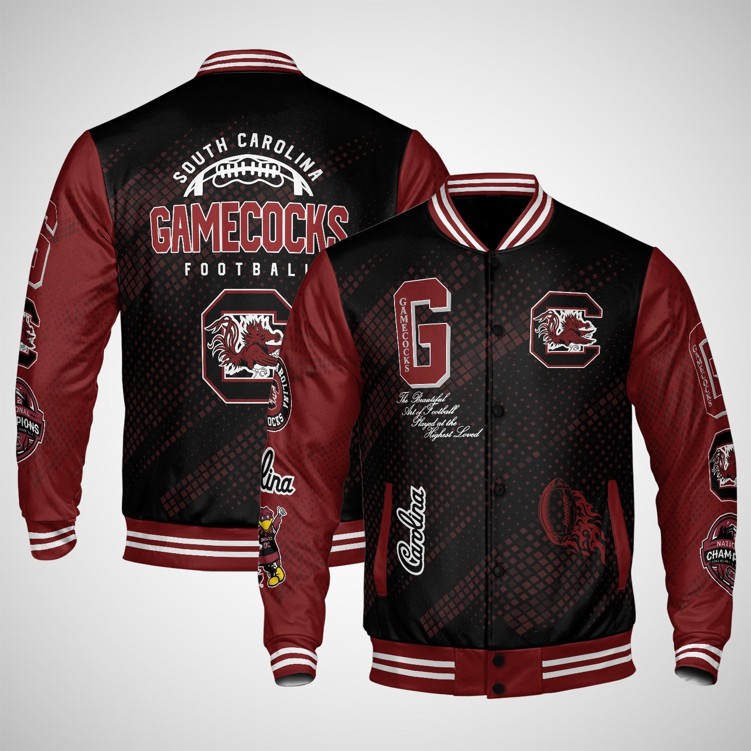 south carolina gamecocks varsity jacket baseball jacket all over print wf ru6ns