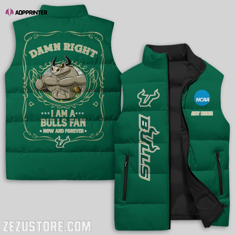 south florida bulls ncaa sleeveless puffer jacket custom for fans gifts