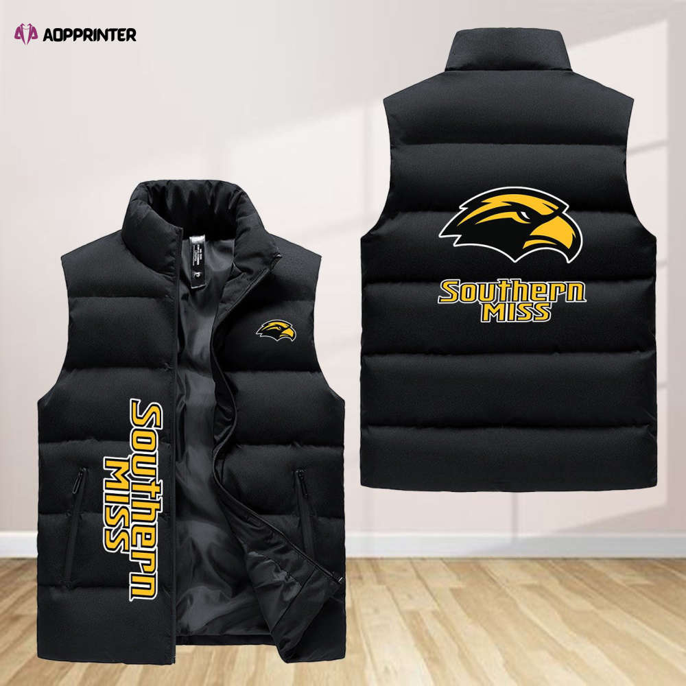 southern miss golden eagles sleeveless puffer jacket custom for fans gifts