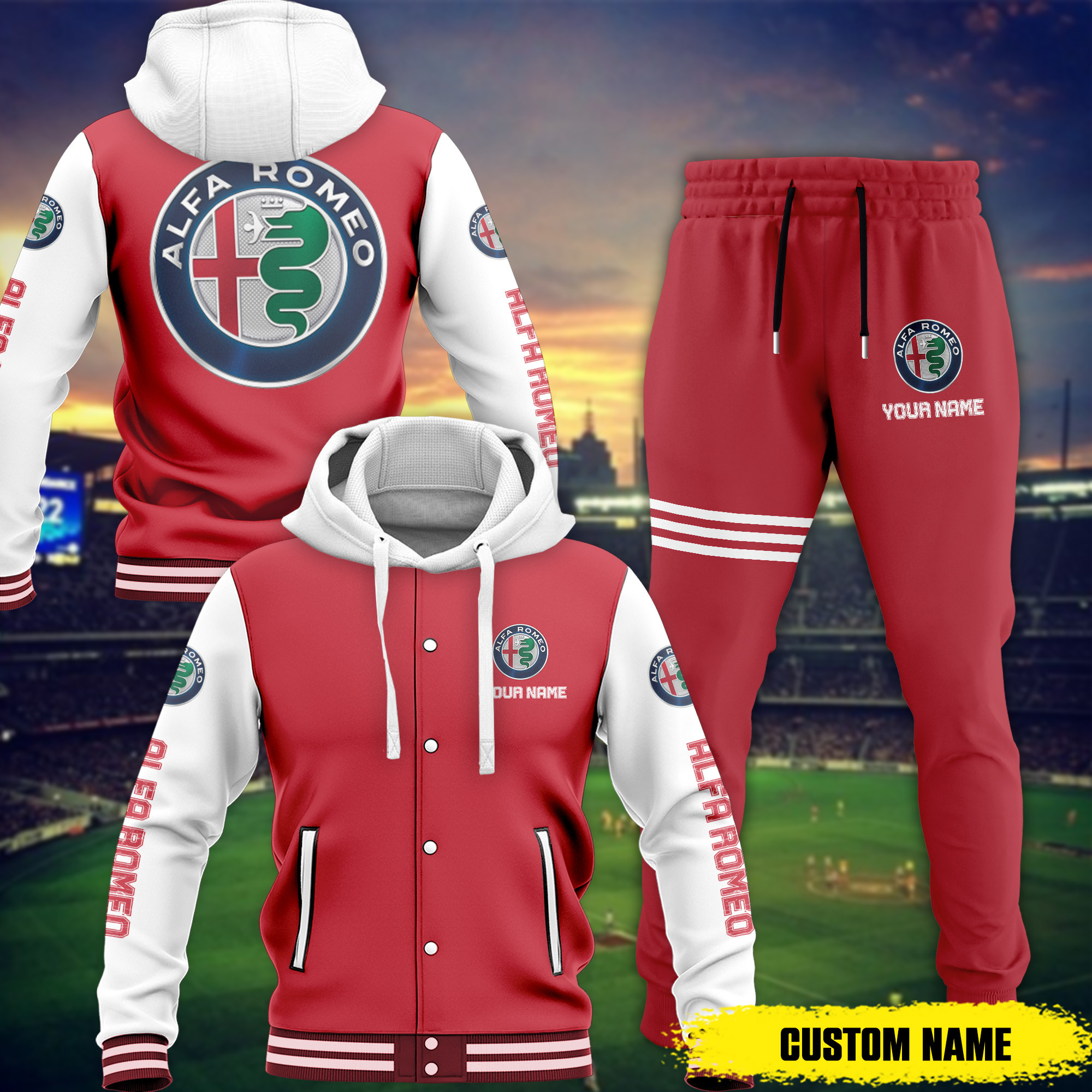 sportswearmerch alfa romeo f1 combo baseball hoodie jacket and joggers gift for fan nkkjy