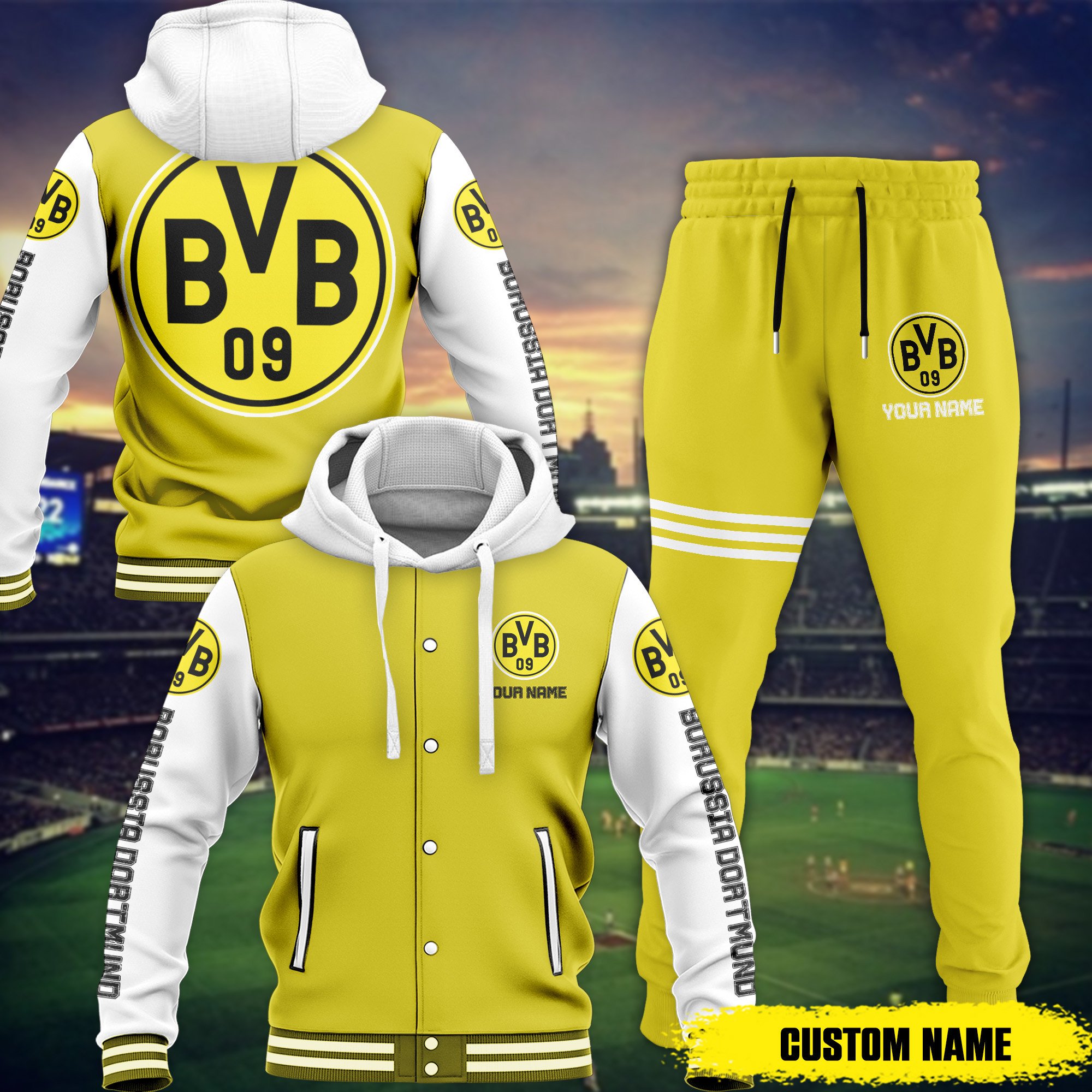 sportswearmerch borussia dortmund bdlg combo baseball hoodied jacket and joggers gift for fan dgtza