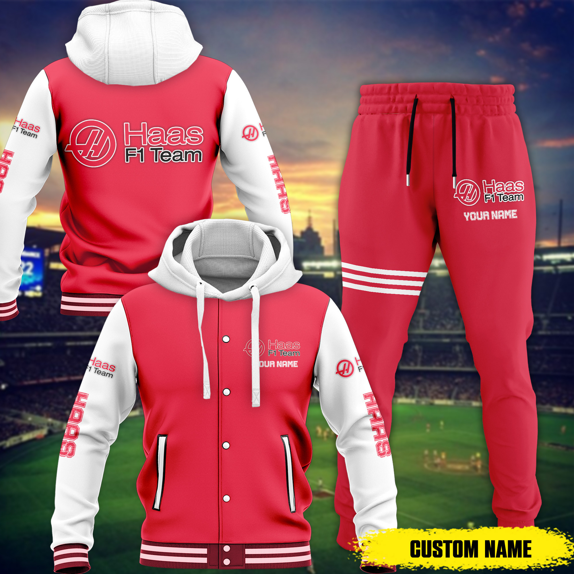 sportswearmerch haas f1 combo baseball hoodie jacket and joggers gift for fan cpmqk