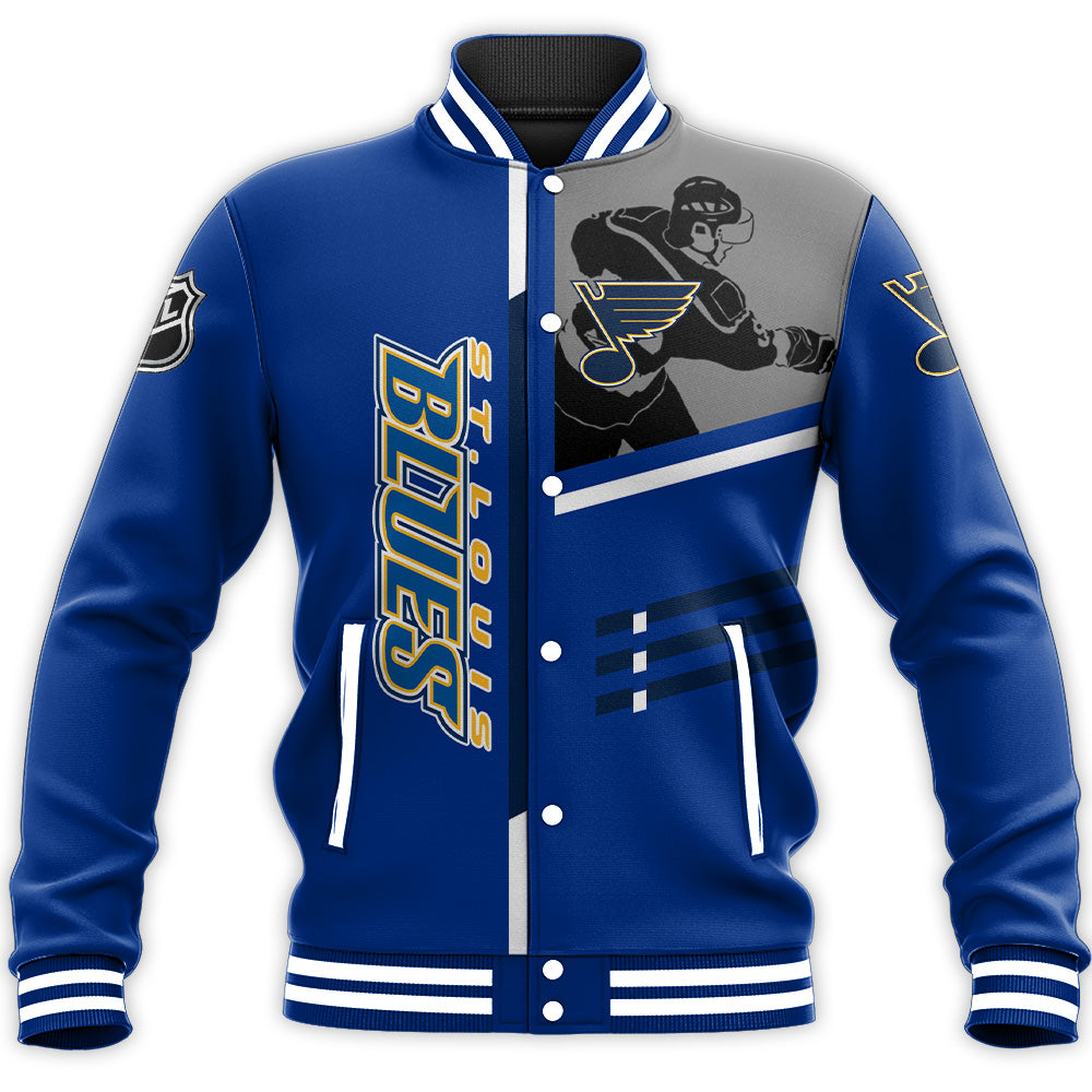 st louis blues baseball jacket button up zipper hooded all over print personalized hockey for fan nhl udd9s