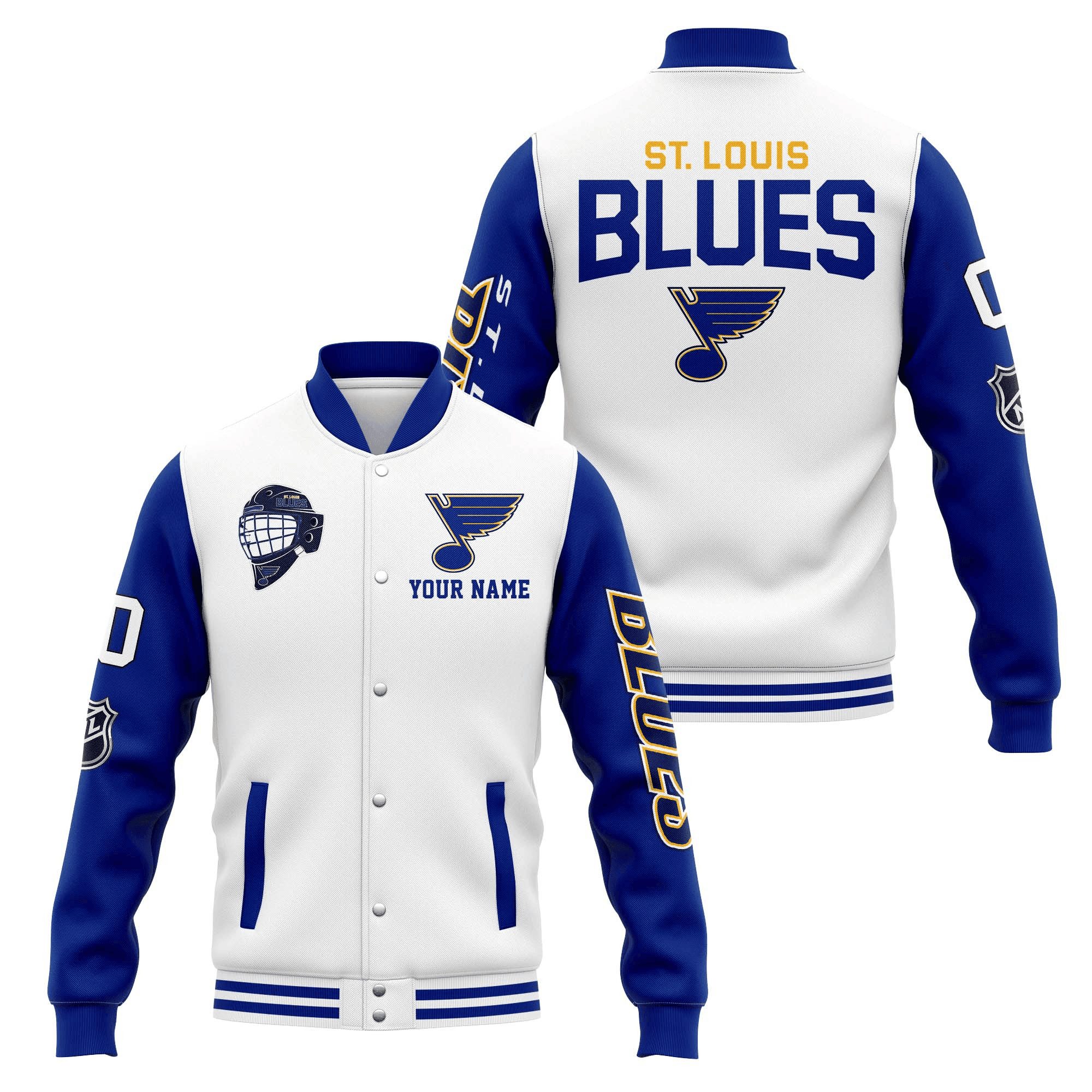 st louis blues custom name and number nhl baseball baseball varsity jacket baseball jacket all over print lie4d