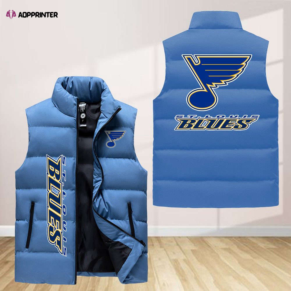 st louis blues sleeveless puffer jacket custom for fans gifts