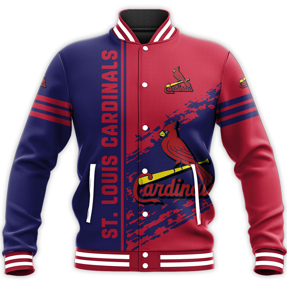 st louis cardinals baseball jacket button up zipper hooded all over print quarter style mlb qpjji