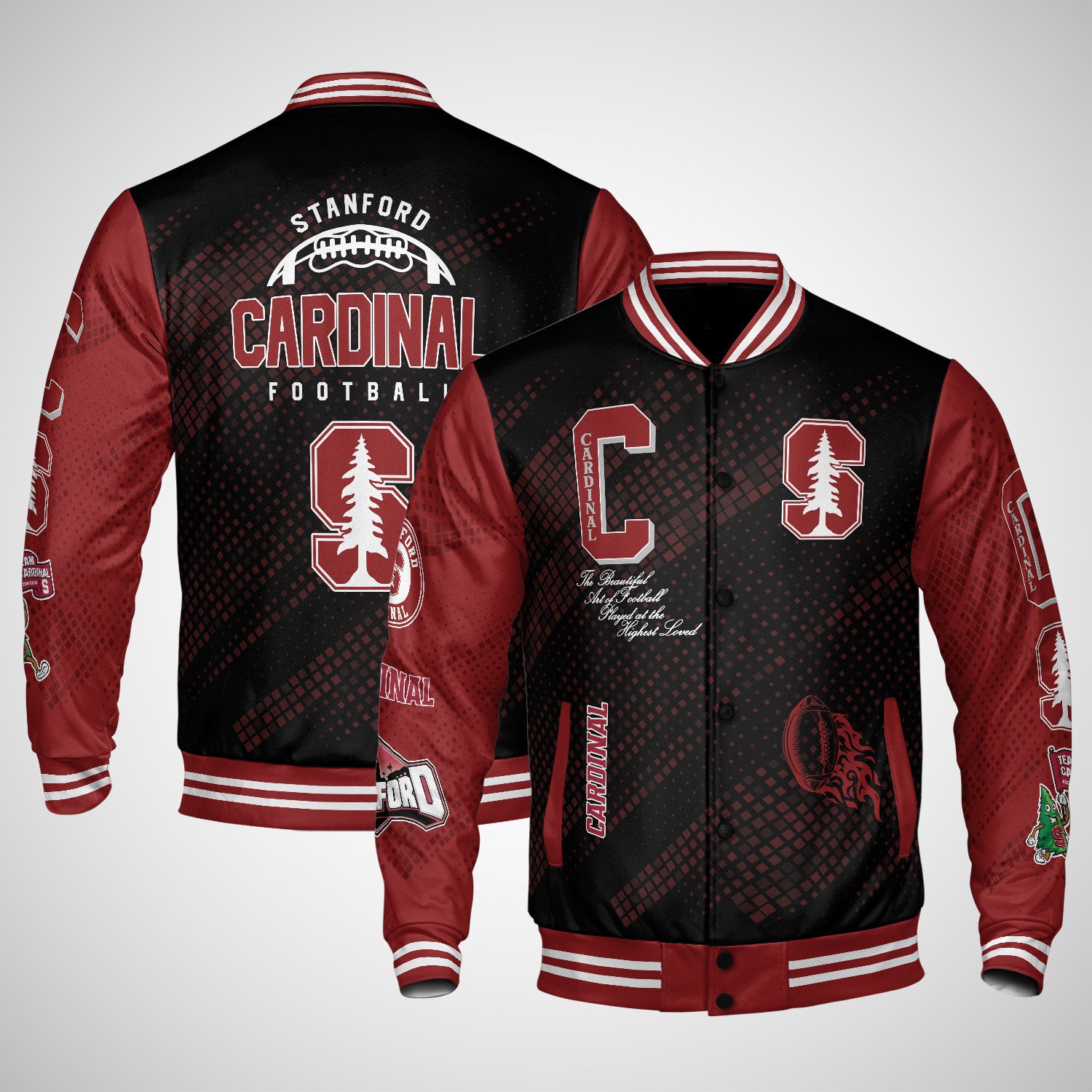 stanford cardinal varsity jacket baseball jacket all over print wf gvbwa