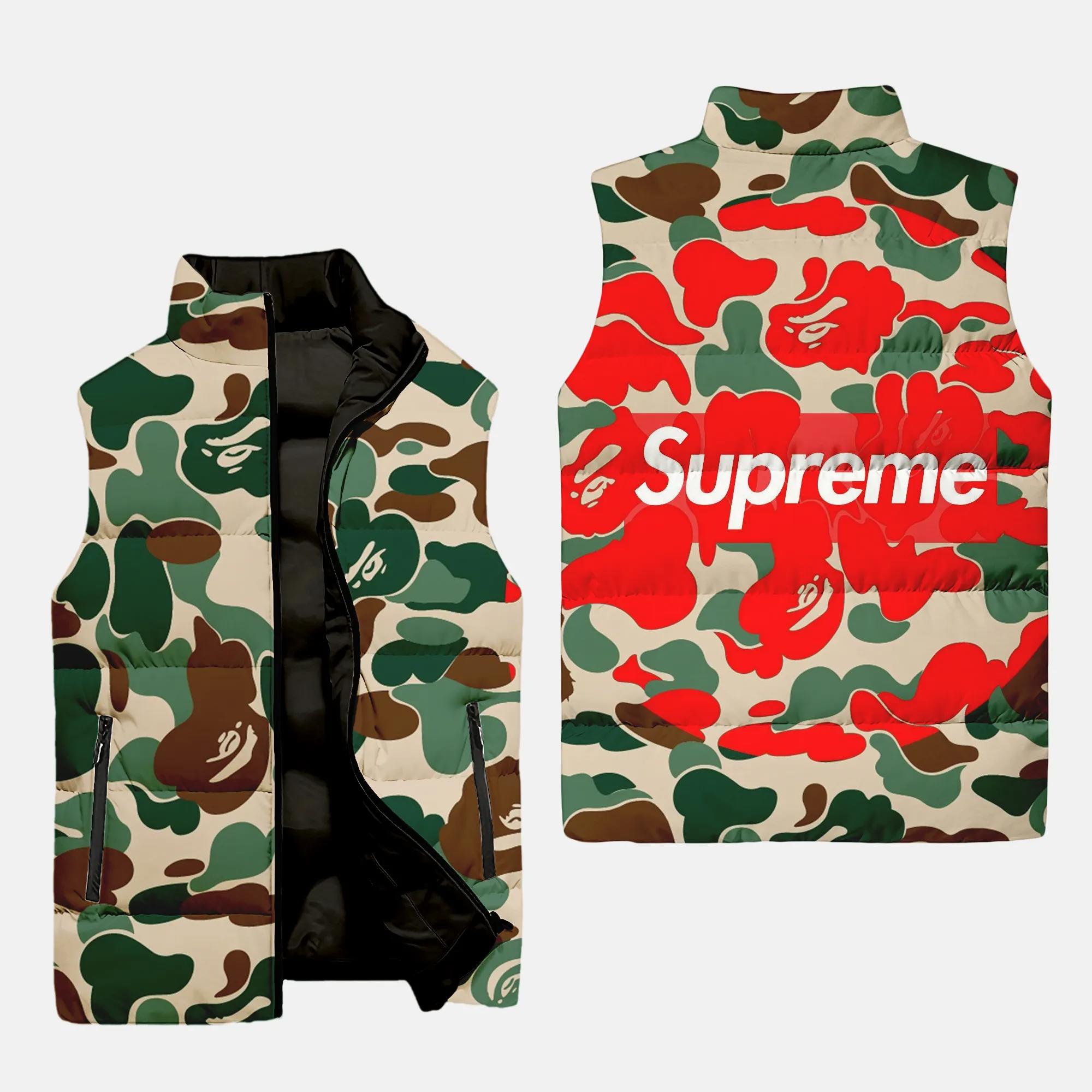 supreme bape luxury brand 3d sleeveless puffer jacket 20240108093939174